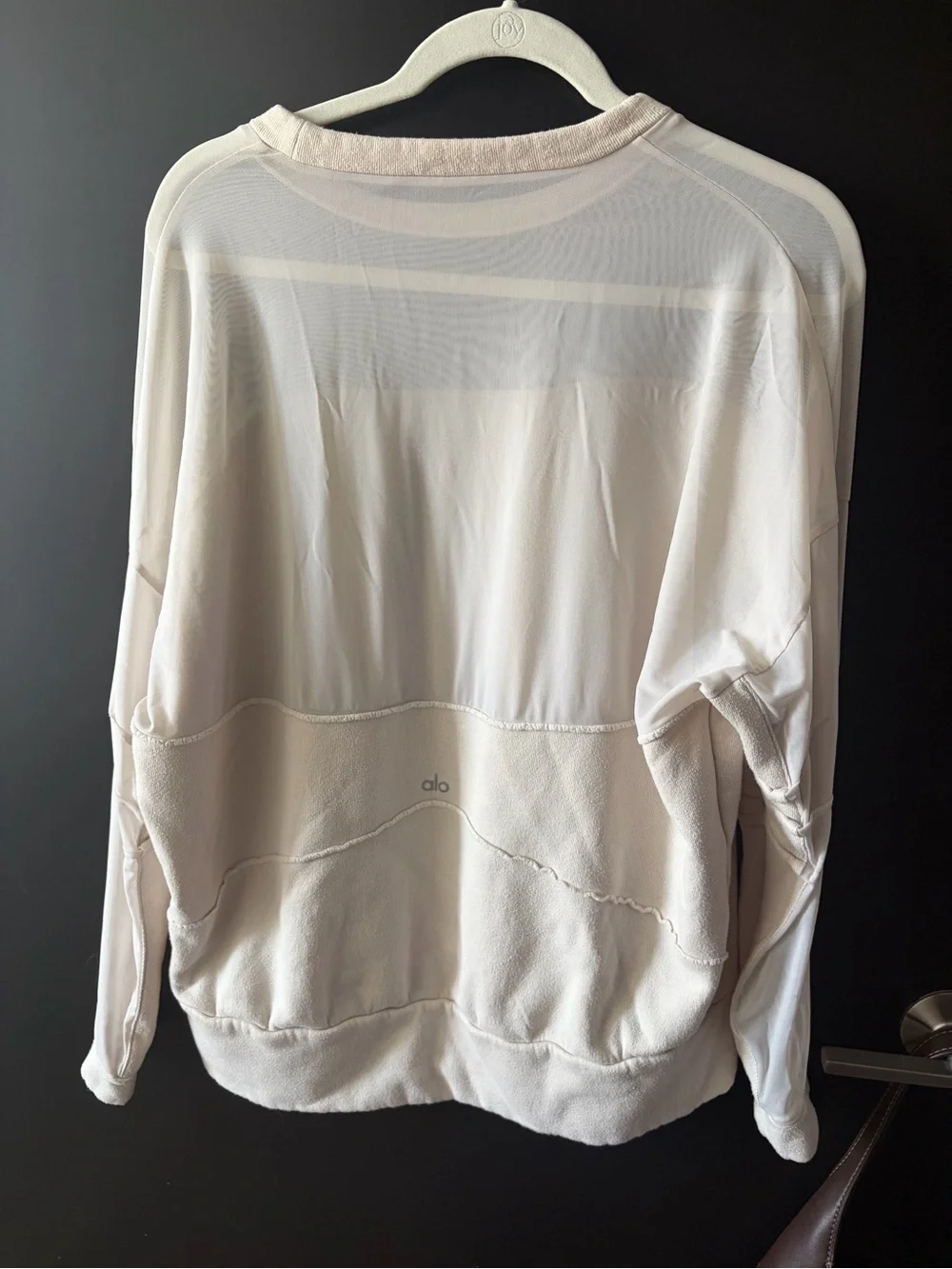 Light Cream Alo Women's Mesh Long-Sleeve Pullover Top